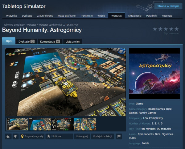 Astrogórnicy w Tabletop Simulator na Steam